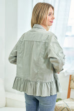 Load image into Gallery viewer, Sage Denim Ruffle Jacket