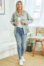 Load image into Gallery viewer, Sage Denim Ruffle Jacket