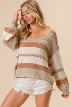 Load image into Gallery viewer, Latte &amp; Oat Striped Sweater